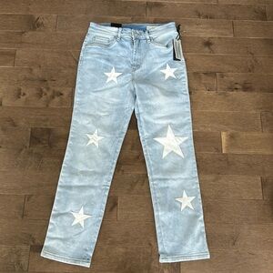 NWT Blank NYC light colored jeans with white stars